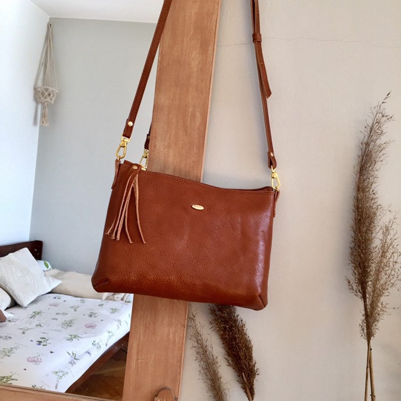 Light brown large crossbody clutch honey leather purse | Etsy
