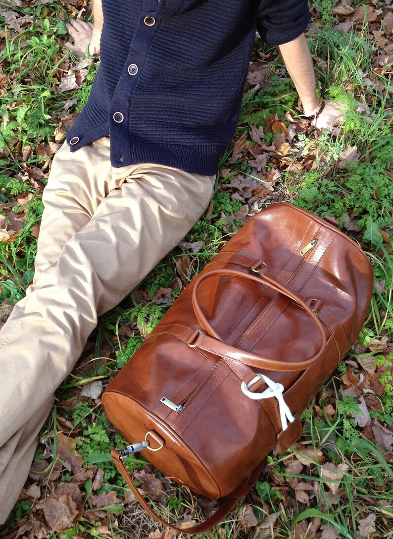 Duffle bag brown for men or women Weekender leather tote : | Etsy