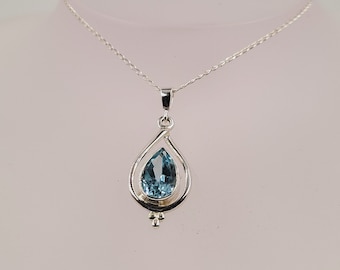 Colgante de topacio único, diseño exclusivo, piedras semipreciosas, joyería hecha a mano con piedras preciosas, plata de ley, collar
