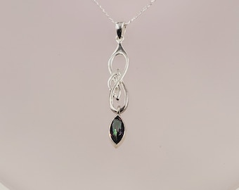 Mystic Topaz Pendant, Celtic Design, Semi Precious, Handmade Gemstone Jewellery,  Sterling Silver, Necklace