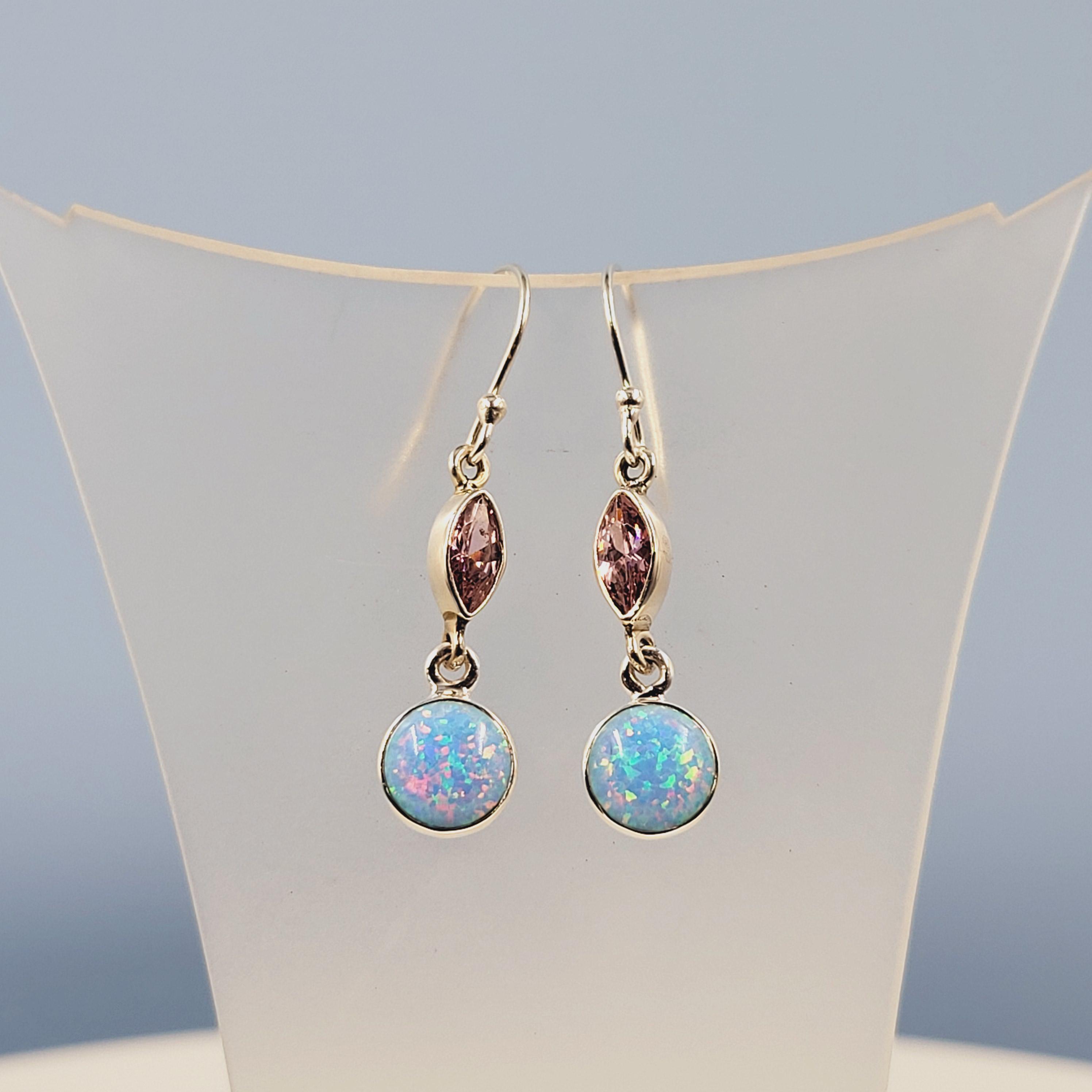 Boucles D'oreilles Pendantes Fait Main, Argent Sterling 925, Pierre Kunzite Rose - Neuf Sans Emballage, Inde