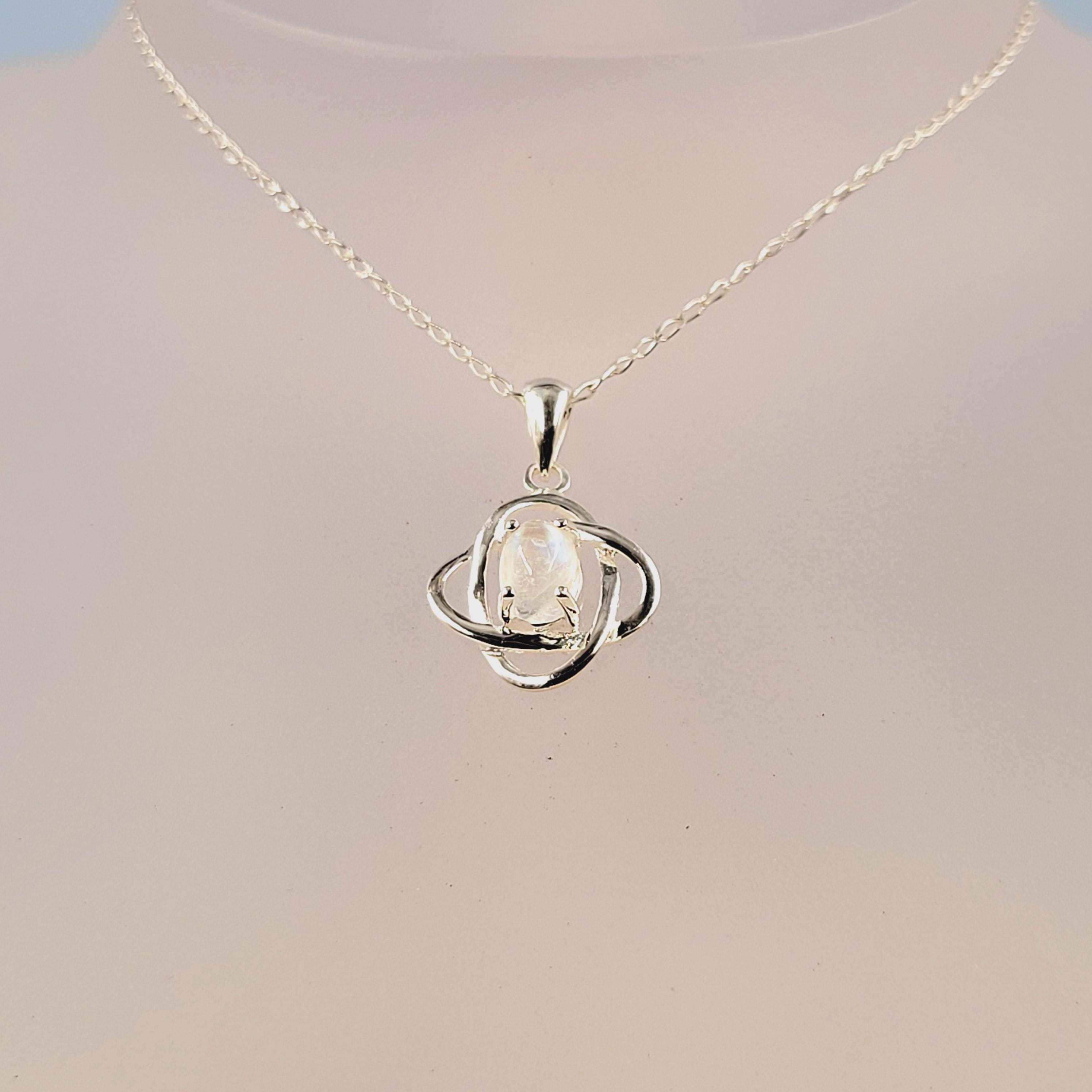 OHAYOO Collana Con Nodo Celtico E Pietra Di Luna Arcobaleno - Argento Sterling 925 Per Donna - Ciondolo Significativo Per Amore E Amicizia - Regalo In Confezione Lussuosa