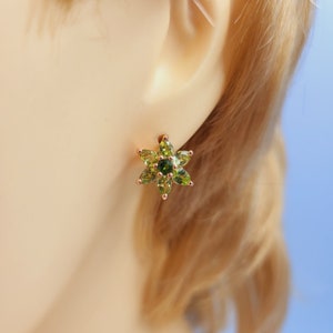 Peridot Diopside Studs, Green Chrome Diopside, Rose Gold Plated Sterling Silver, Natural Semi Precious Gemstones, Handcrafted, Stud Earrings