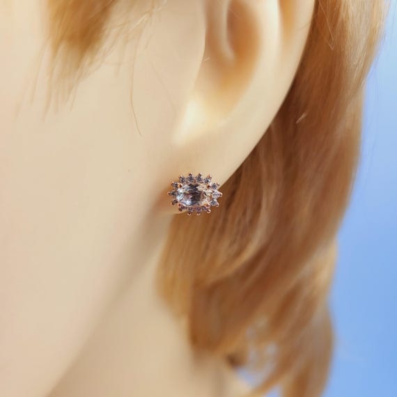 Orecchini Semi-montati In Argento Sterling Con Montatura Rotonda RD 8 X 8 Mm Per Perno Con Alone Di Perla E Topazio Bianco - Italia - Foto 3