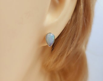 Ethiopian Opal Studs, Semi Precious, Handmade Gemstone Jewellery, Sterling Silver, Stud Earrings