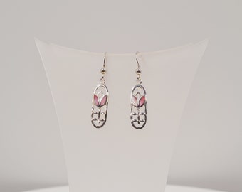 Mother Of Pearl Earrings, Handmade Pink Gemstone Jewellery, Sterling Silver