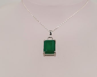 Emerald Doublet Necklace, Natural Precious, Handmade Gemstone Jewellery, Sterling Silver, Pendant