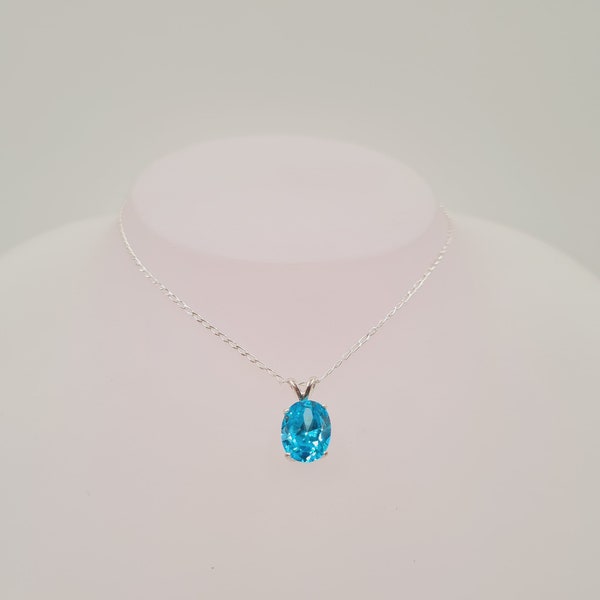 Sea-Green Sapphire Necklace, Sterling Silver