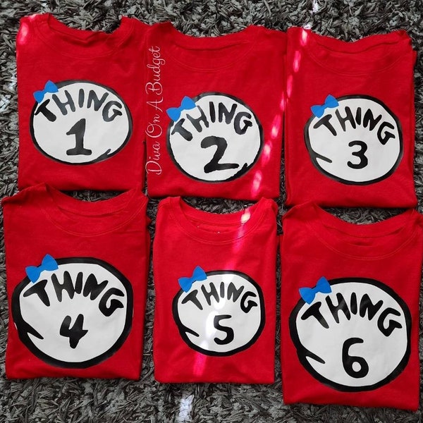 Thing 1 or Thing 2 Dr Seuss inspired shirts Halloween costume idea March birthday Cat In The Hat Read Across America Day Twins outfits