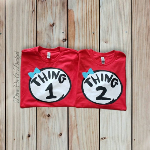 Thing 1 or Thing 2 Dr Seuss inspired shirts Halloween costume idea March birthday Cat In The Hat free shipping Read Across America Day
