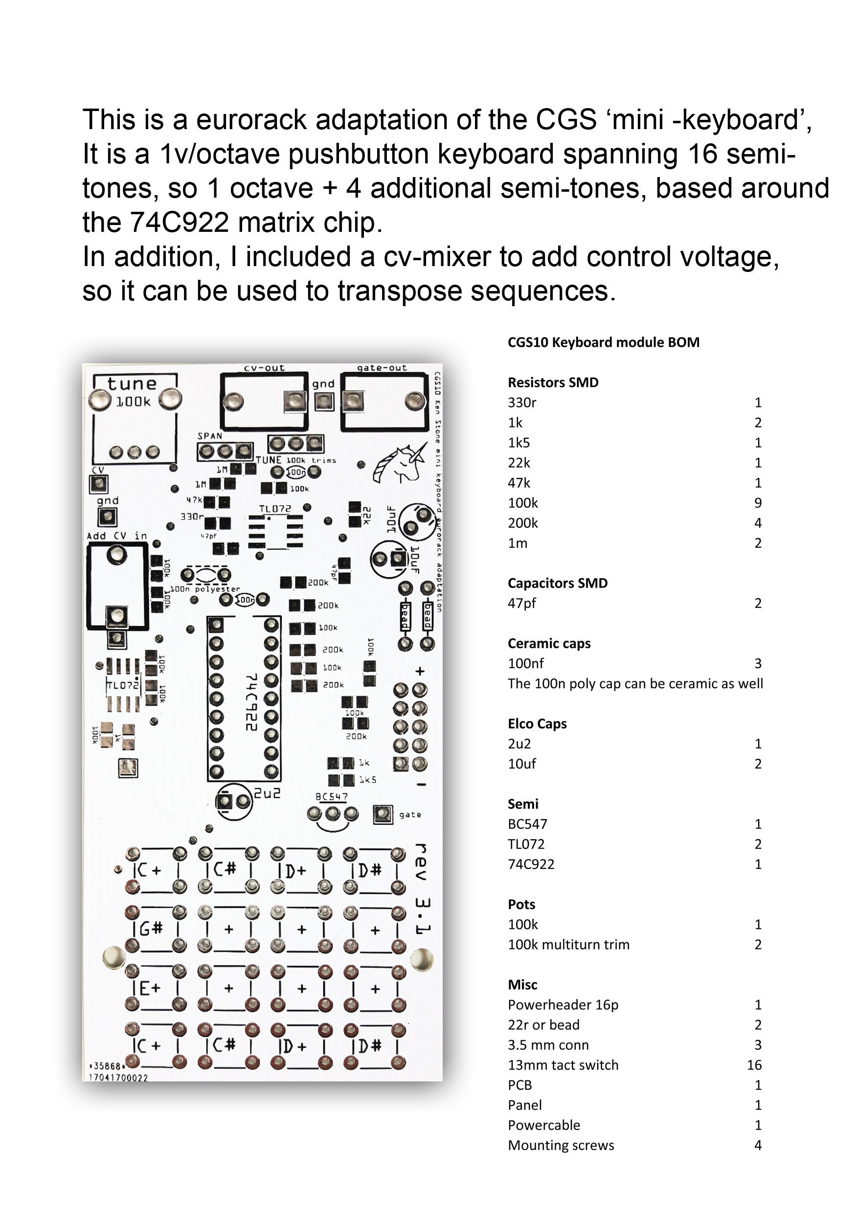 Eurorack 1v/oct 16note Keyboard With Cvmixer Limited Etsy UK