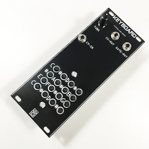 May include: Black electronic keyboard module with white text and silver jacks. The module has a knob labelled "TUNE" and jacks labelled "CV-IN", "CV-OUT", and "GATE-OUT". The keyboard has buttons labelled with musical notes.