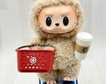 Labubu & Nuimos Mini Shopping Set • Target Basket / Starbucks-Inspired Drink • 3D Doll Props for Plush Collectibles