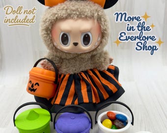 Mini Halloween Boo Buckets • 3D Printed Trick-or-Treat Pails for Labubu, Nuimos & Plush Dolls • Full Set or Singles