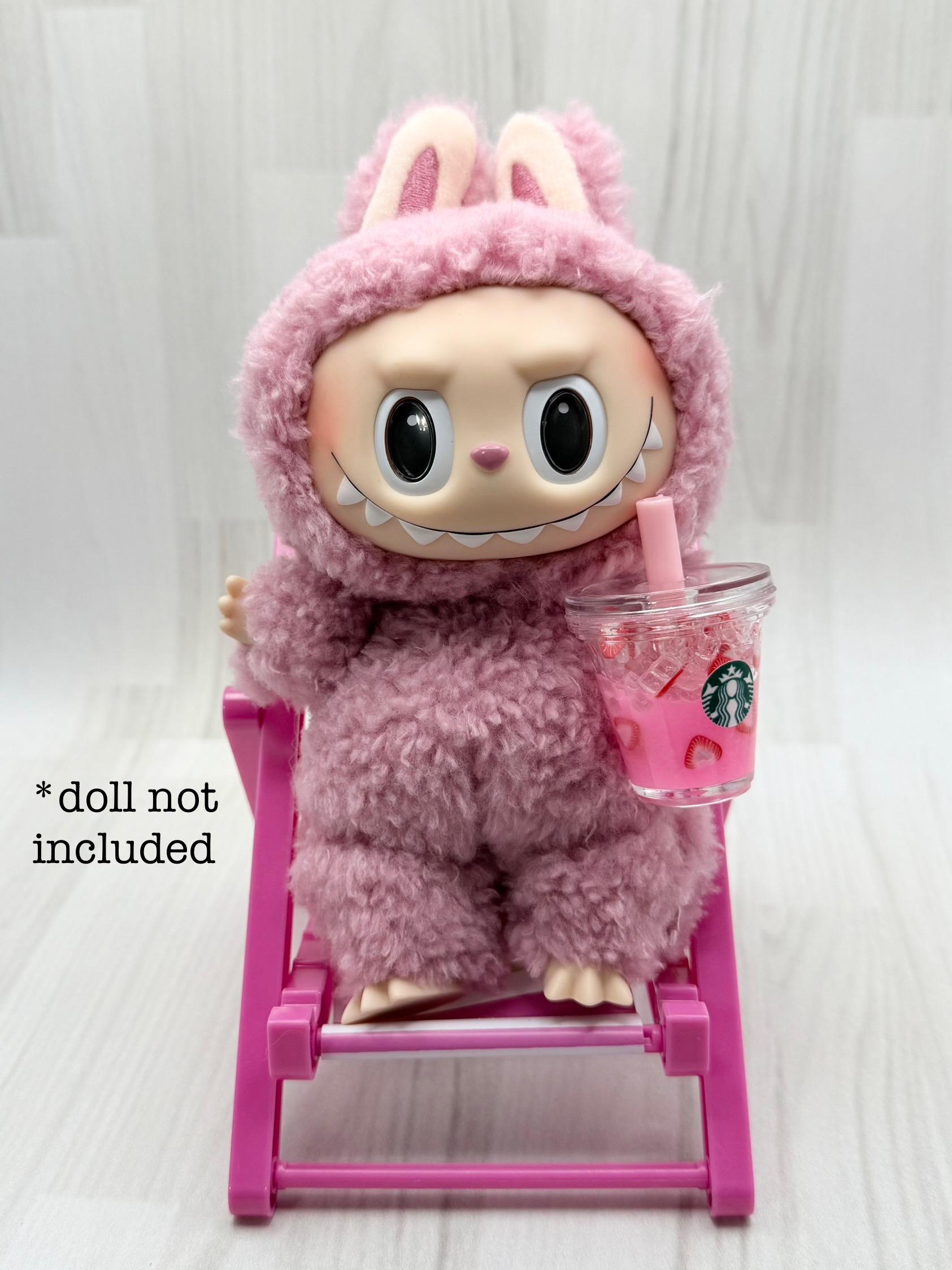 Mini Drinks for Nuimo & Labubu – Pink Drink or Taro Boba – Resin Keychain or Plush Holder – Cute Doll Accessories