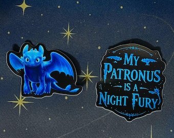 Toothless Patronus Sticker Set • Magical Night Dragon Vinyl Decals • Fantasy Fandom Stickers for Water Bottles, Laptops & More