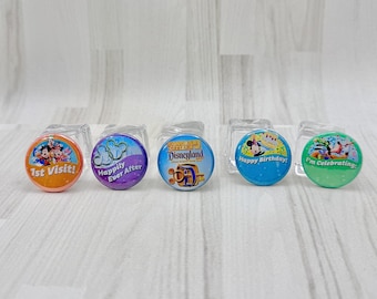 Mini Theme Park Pins • 1.25" Buttons for Mini Plush • Birthday • 1st Visit • I’m Celebrating • Ever After Style • Honorary Citizen