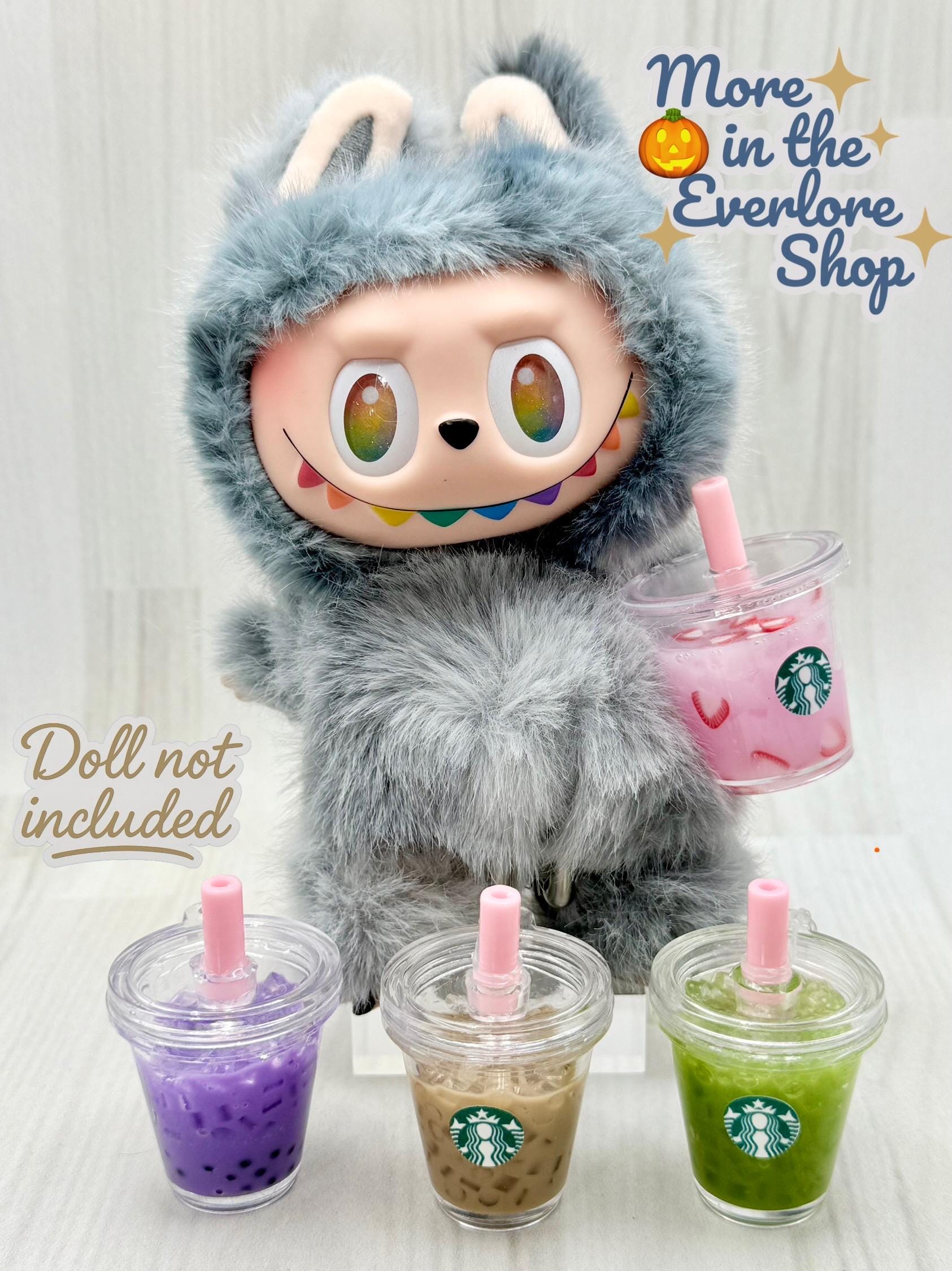 Mini peluche pour Labubu, Nuimos et plus encore : service à boisson rose, taro boba, matcha ou café glacé
