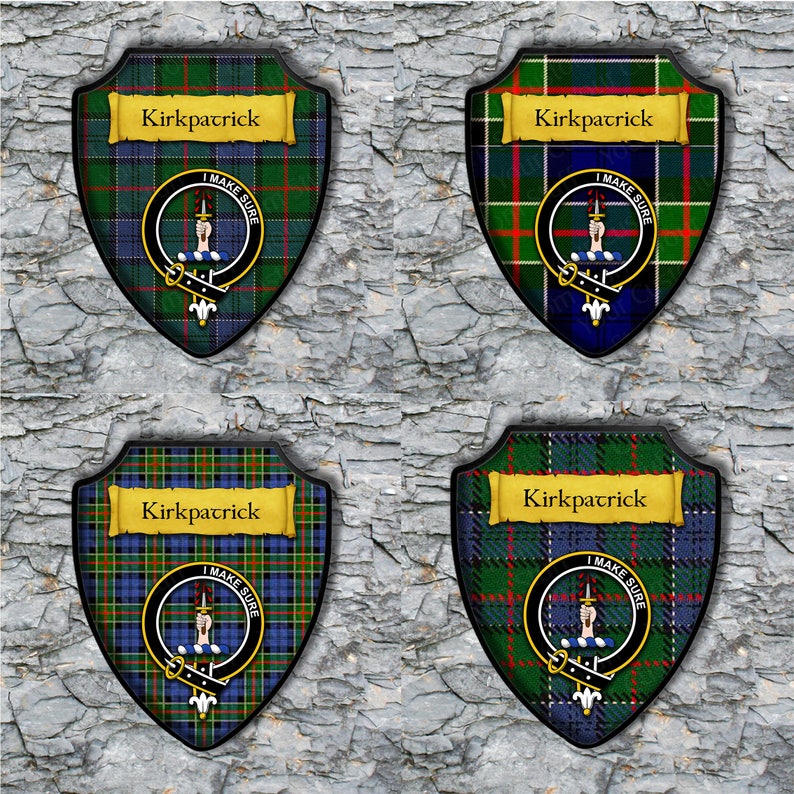 Kirkpatrick Shield Plaque with Scottish Clan Coat of Arms Etsy