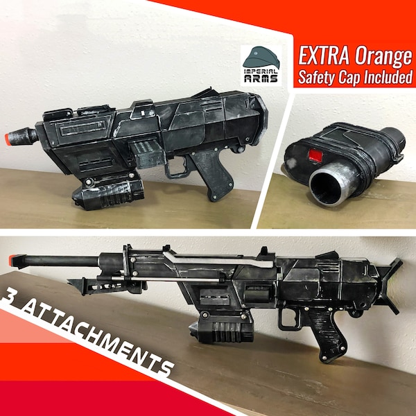 DC-17M Republic Commando Interchangeable Star Wars Custom Blaster Replica Prop & Blaze Orange Barrel Plug (Safe Does Not Shoot)