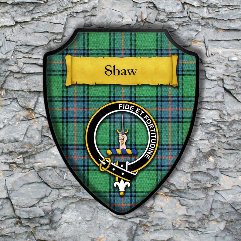 Shaw Shield Plaque with Scottish Clan Coat of Arms Badge on Etsy