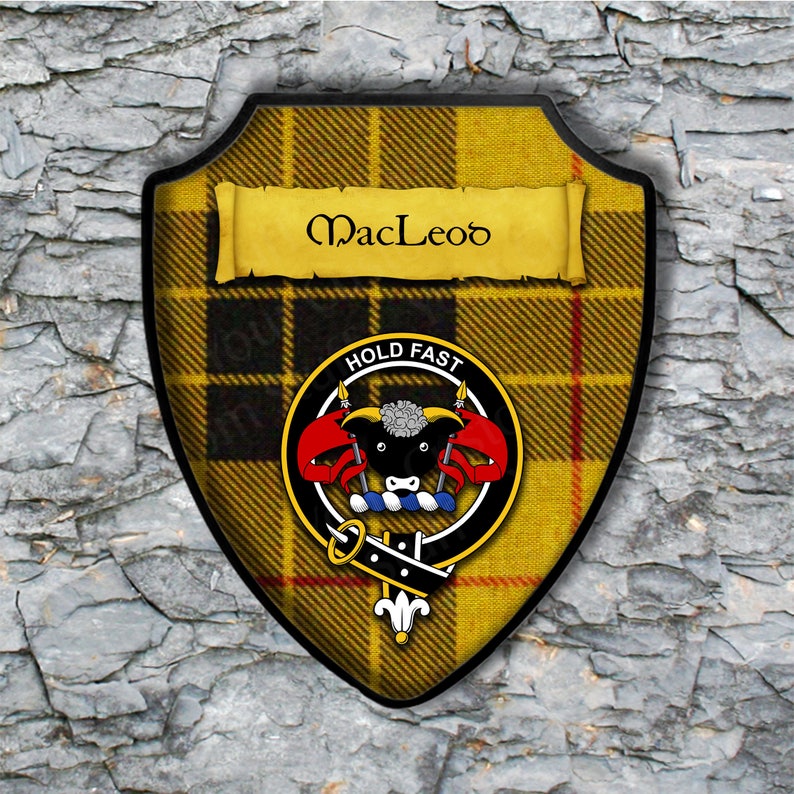 MacLeod Bull Badge Shield Plaque with Scottish Clan Coat of Etsy