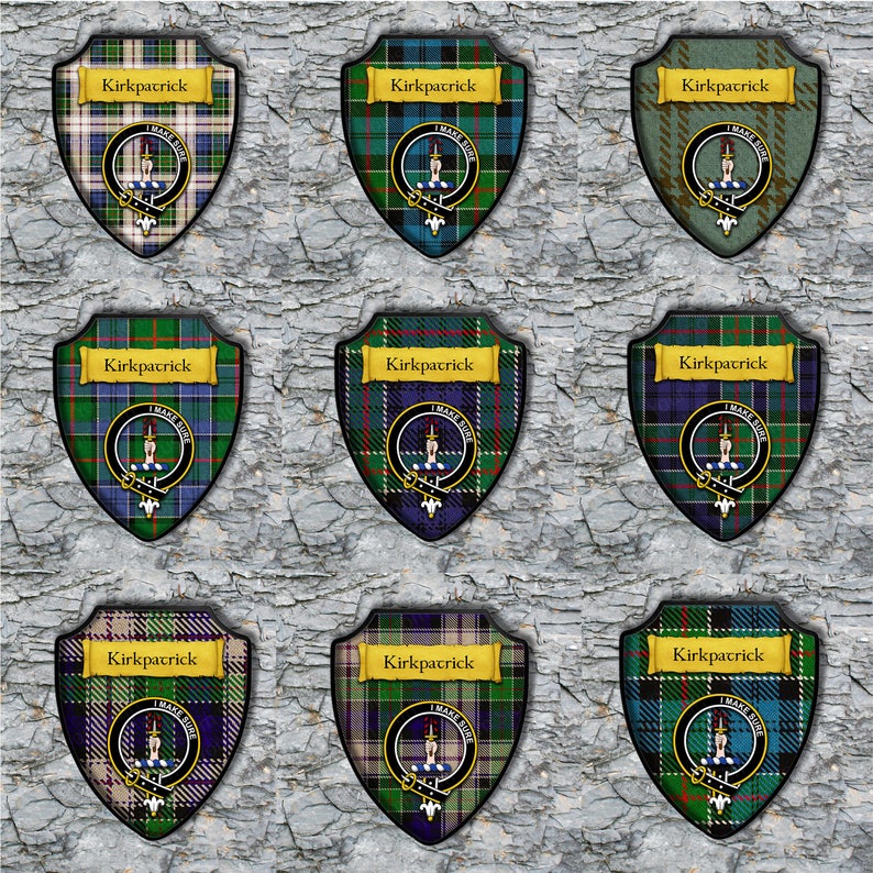 Kirkpatrick Shield Plaque with Scottish Clan Coat of Arms Etsy