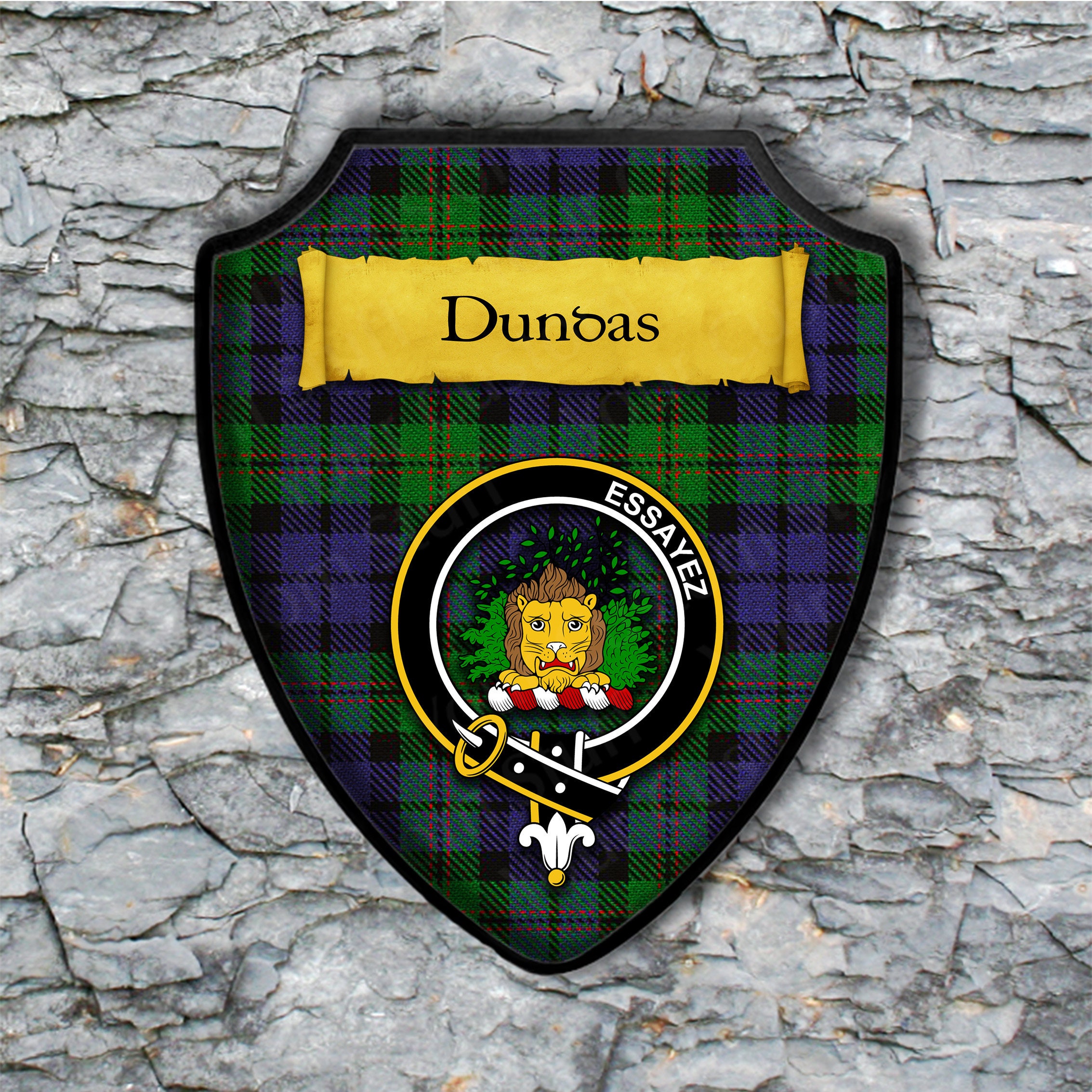 Dundas Shield Plaque With Scottish Clan Coat Of Arms Badge On Etsy