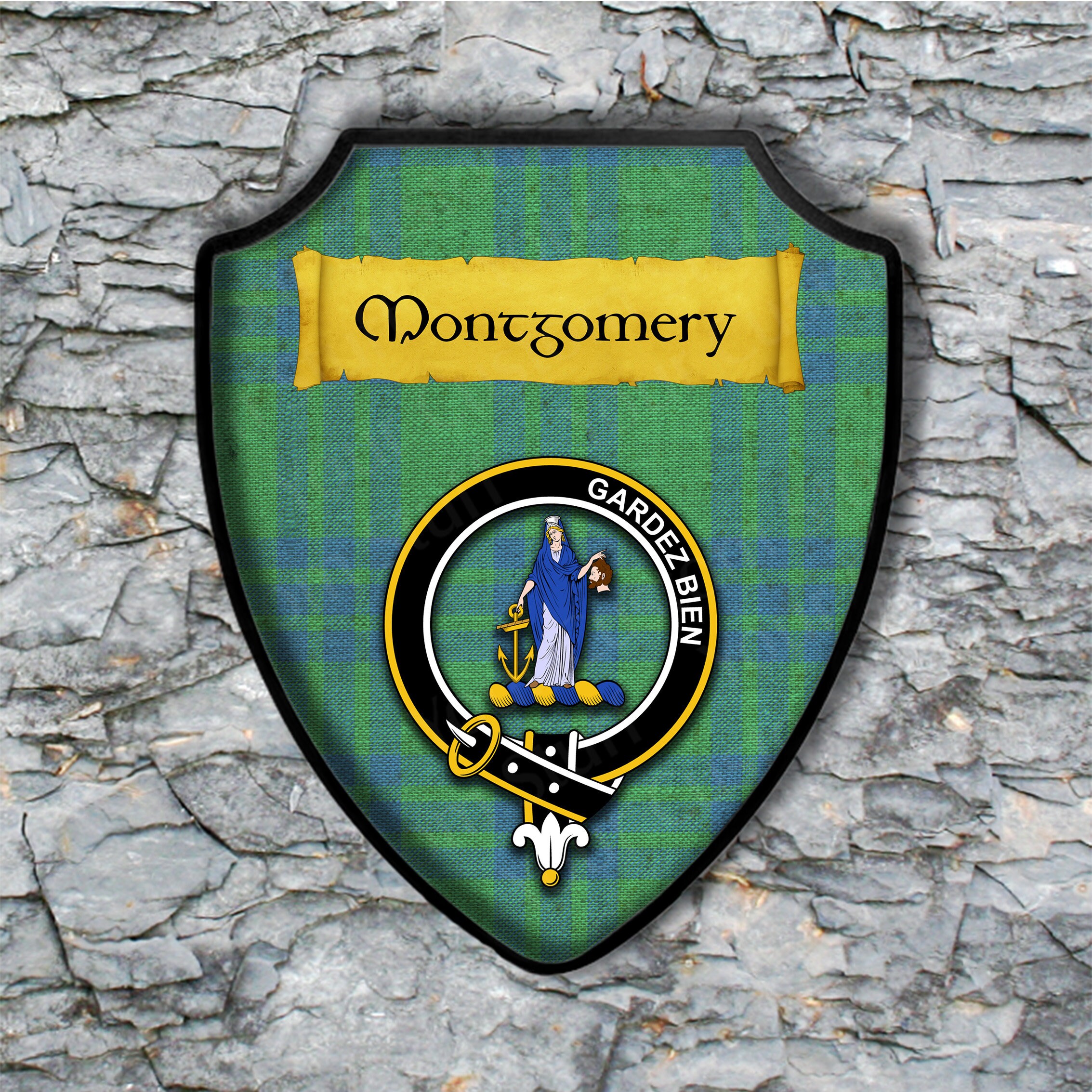 Montgomery Shield Plaque with Scottish Clan Coat of Arms Badge | Etsy