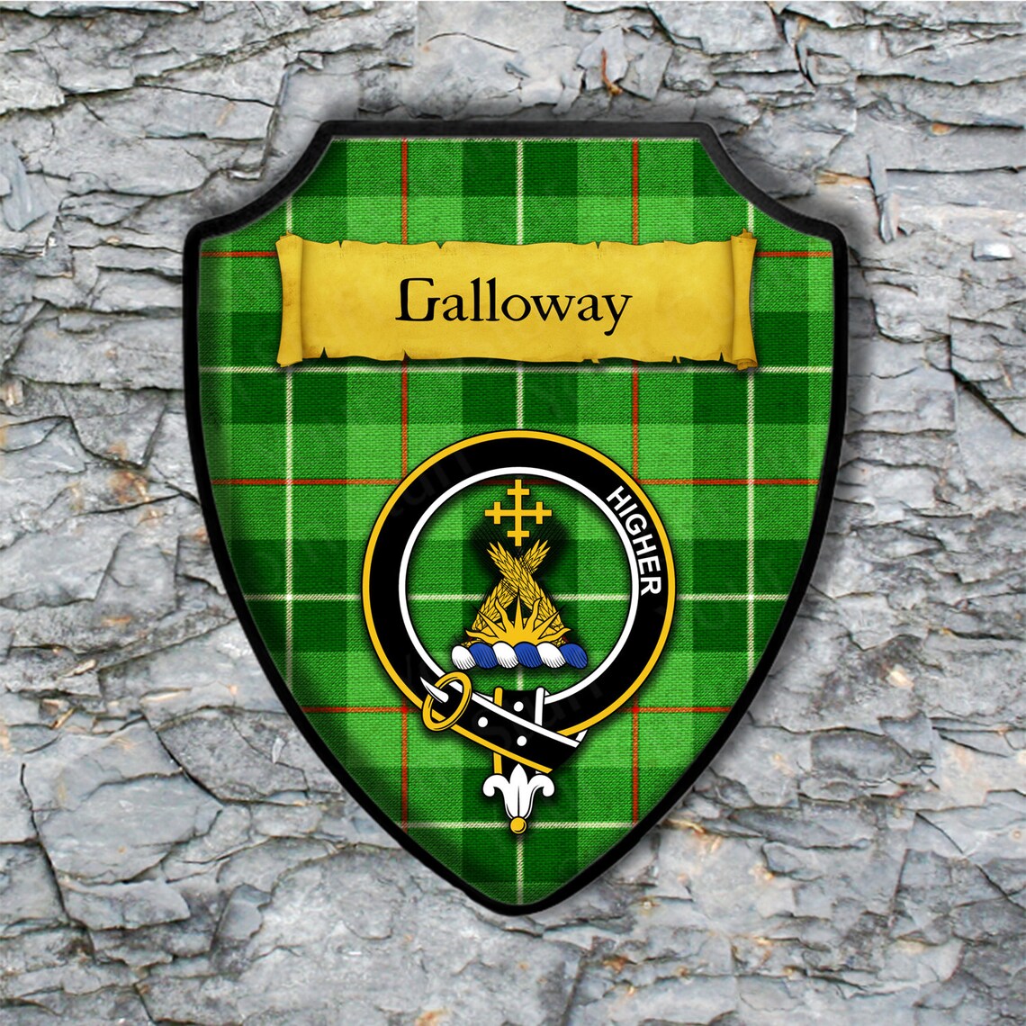 Galloway Shield Plaque with Scottish Clan Coat of Arms Badge Etsy