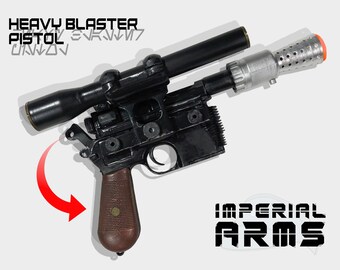 Han Solo DL-44 Smuggler Blaster Pistol Prop Custom Replica, Non-Firing with Blaze Orange Barrel Plug