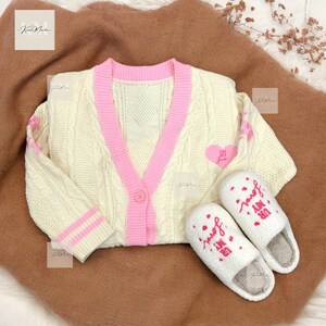 Ur My Lover Cardigan, Lover Set, Pink Taylor Cardigan, Lover Slippers, Gift For Fan, Knitted Swiftie Cardigan, Oversized Sweater LOVERCADI