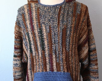 Crochet Hooded Men's Sweater with Pocket - Made to Order