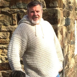 Mens Hooded Crochet Sweater Pattern: Sizes S-XXL (PDF Pattern)
