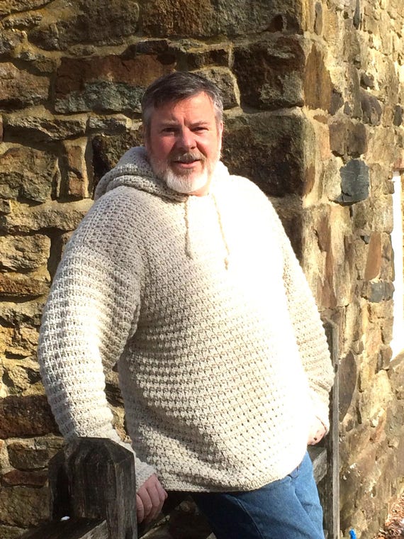 Mens Hooded Crochet Sweater Pattern: Sizes S-XXL (PDF Pattern)
