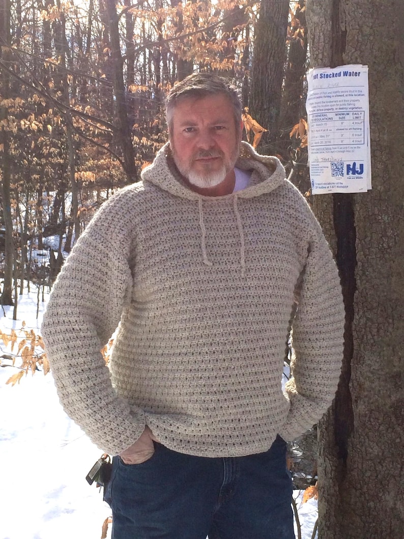 Mens Hooded Crochet Sweater Pattern: Sizes S-XXL (PDF Pattern) image 3