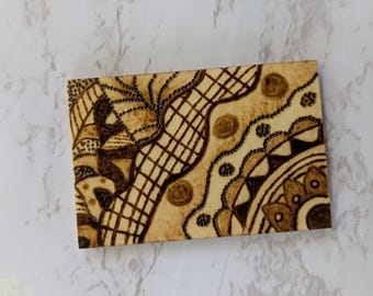 Handcrafted Mandala Pyrography Magnet – 2x3 Inches of Artistic Serenity