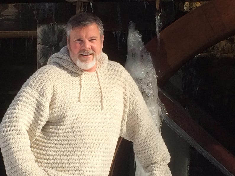 Mens Hooded Crochet Sweater Pattern: Sizes S-XXL (PDF Pattern) image 2