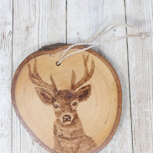 Hand Wood Burned Rustic Ornament Deer