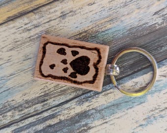 Handmade Pyrography Heart Keychain – Rustic Charm with a Loving Touch