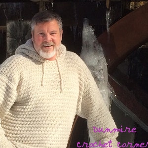 Crochet PDF Pattern For Mens Hooded Sweater Sizes Sm, Med, Lg, XL, XXL *Instant Download*