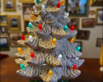 Vintage-Style Ceramic Christmas Tree with Extra Branch Atlantic 104 | 15” Tall