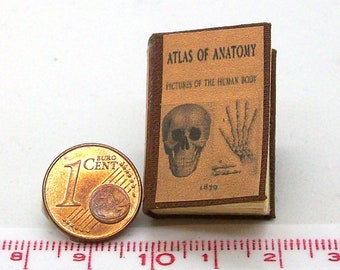 1206# Atlas of Anatomy von 1879 - Miniaturbuch - mit vielen Bildern - Puppenhaus-Puppenstube - M1:12
