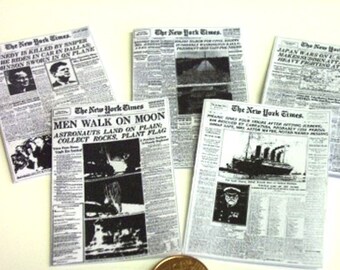 2014# Newspapers New York Times - 5 Pc - Doll house miniature