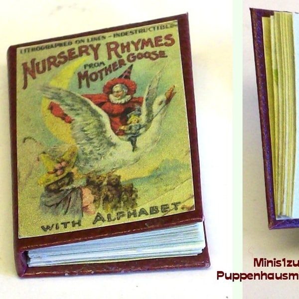 1302# Nursery Rhymes - Miniaturbuch mit Kinderreimen von 1902 - Puppenhaus - Puppenstube im M1:12