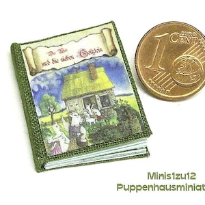 1111# Le Loup et les Sept Chevreaux - Livre pour enfants avec illustrations et imprimés - Maison de poupée - M1:12 - Gnomes