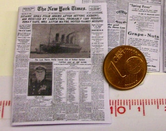 2006# New York Times 1912 "Titanic" - Newspaper for doll houses in scale 1/12