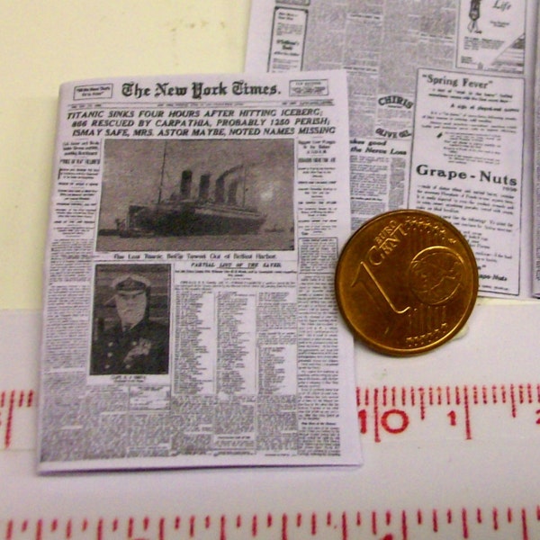 2006# New York Times 1912 "Titanic" - Newspaper for doll houses in scale 1/12