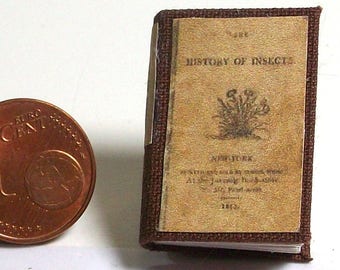 1208# History of insects - miniature book of 1813 - Doll house miniature in scale 1/12