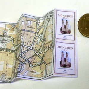 2702# Mappa stradale in miniatura Monaco di Baviera 1910 circa - gnomo, casa delle bambole - casa delle bambole - M1:12